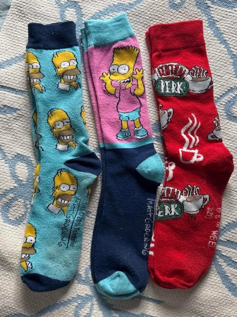 Men's Crew Socks - Homer, Bart & Café Designs - Multi Color